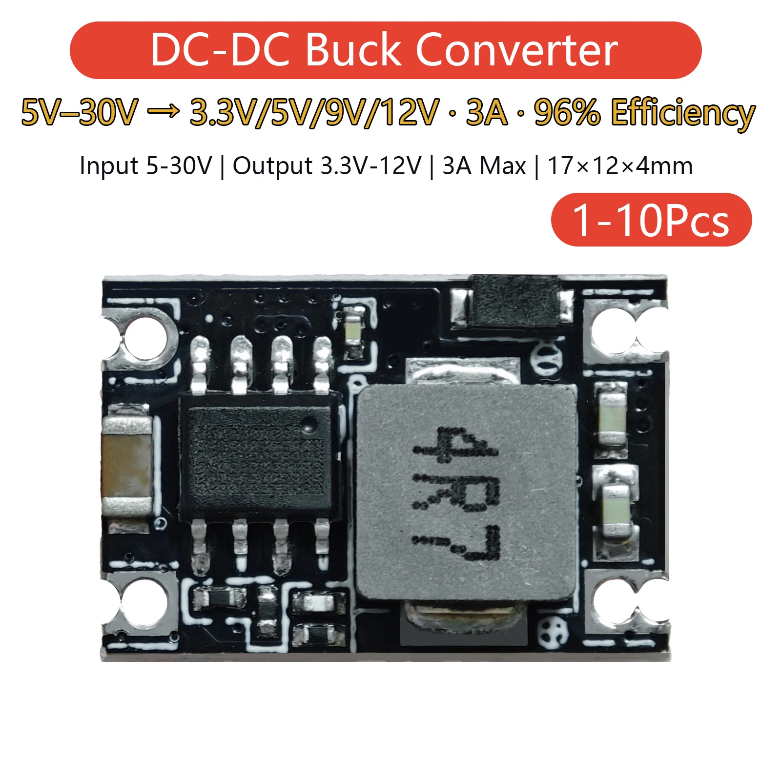 Step Down DC-DC Buck Converter 3A 5V-30V to 3.3V 5V 9V 12V Voltage Regulator Power Module for DIY Electronics Projects