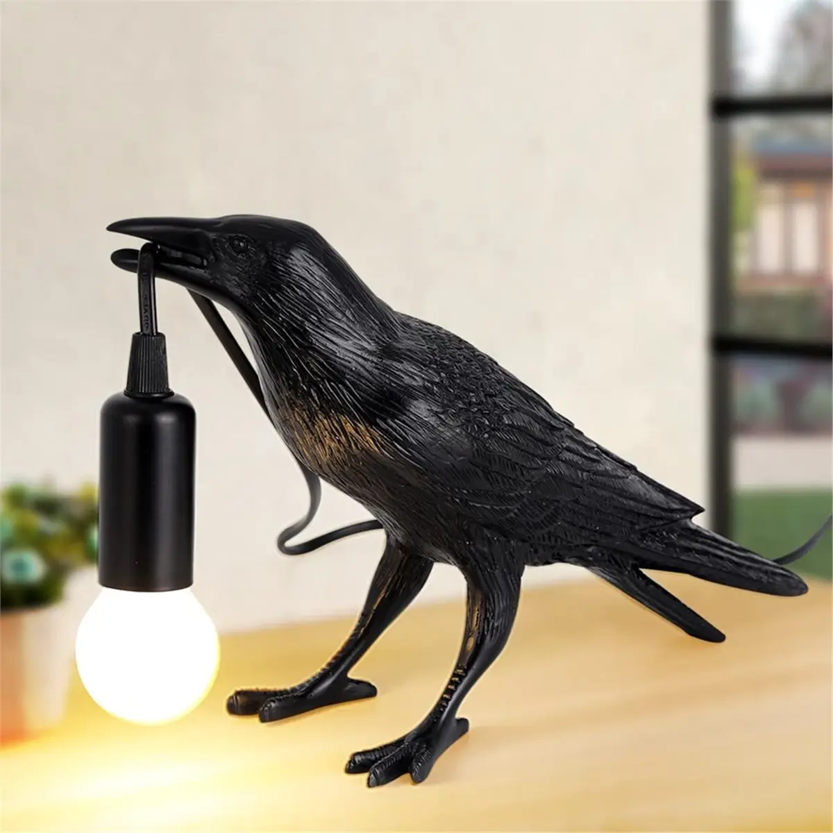 AA19 Crow Lamp-Raven Lamp Adjustable Brightness with Bulb,Bird Lamp,Crow Light Decor for Bedside Bedroom Living Room Decor EU