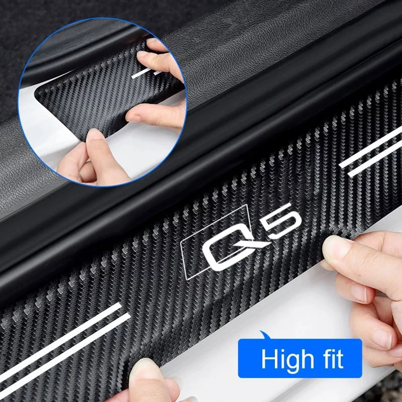 Car Carbon Fiber Threshold Protective Film Anti Scratch Waterproof Car Stickers For Audi Q5 Car Accessorie Rear Bumper Guard