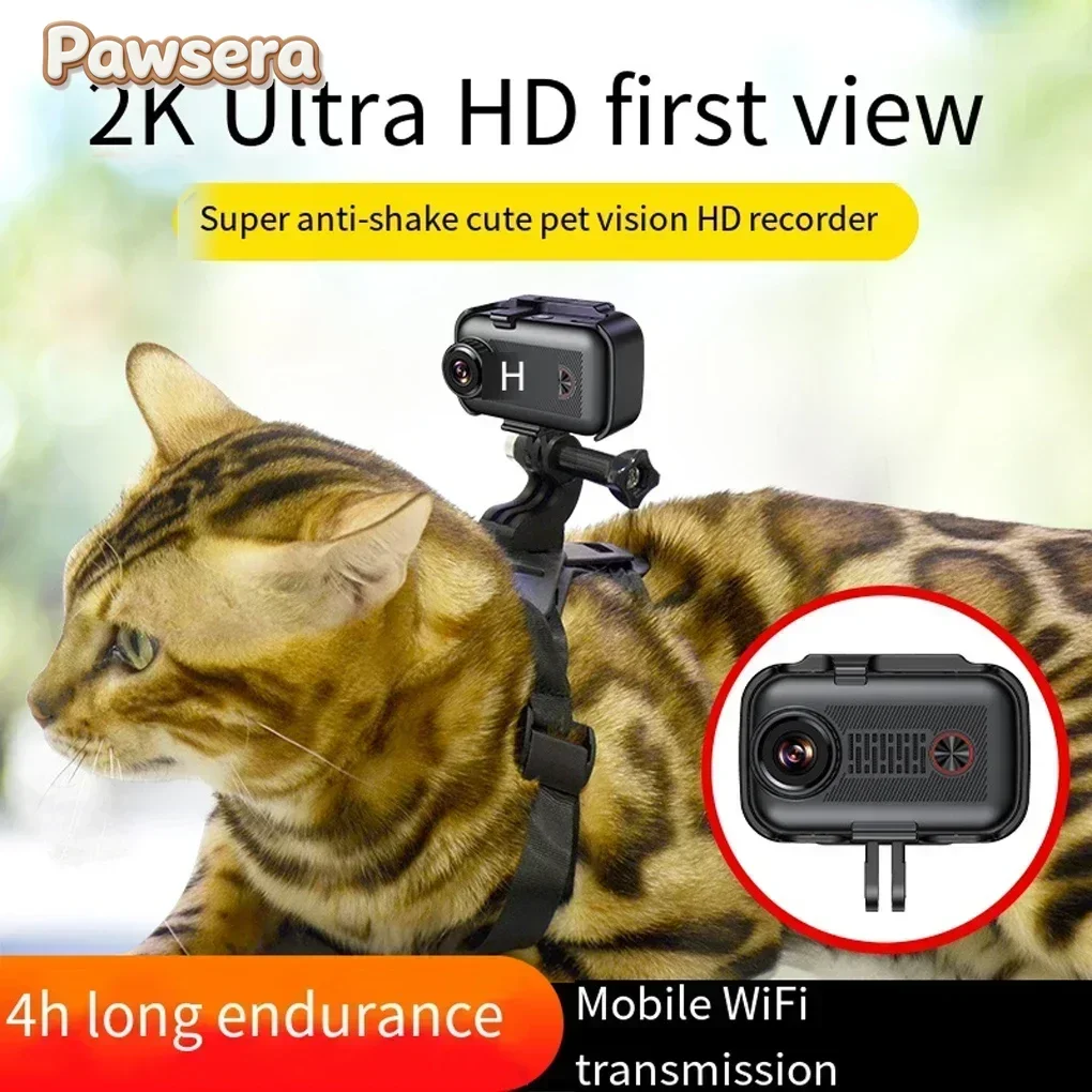

Pawsera HD 2K Dog Cat Pet Camera Collar Rechargeable, 360 Panoramic Sports Wireless App Camera Video Records for Cats Dogs