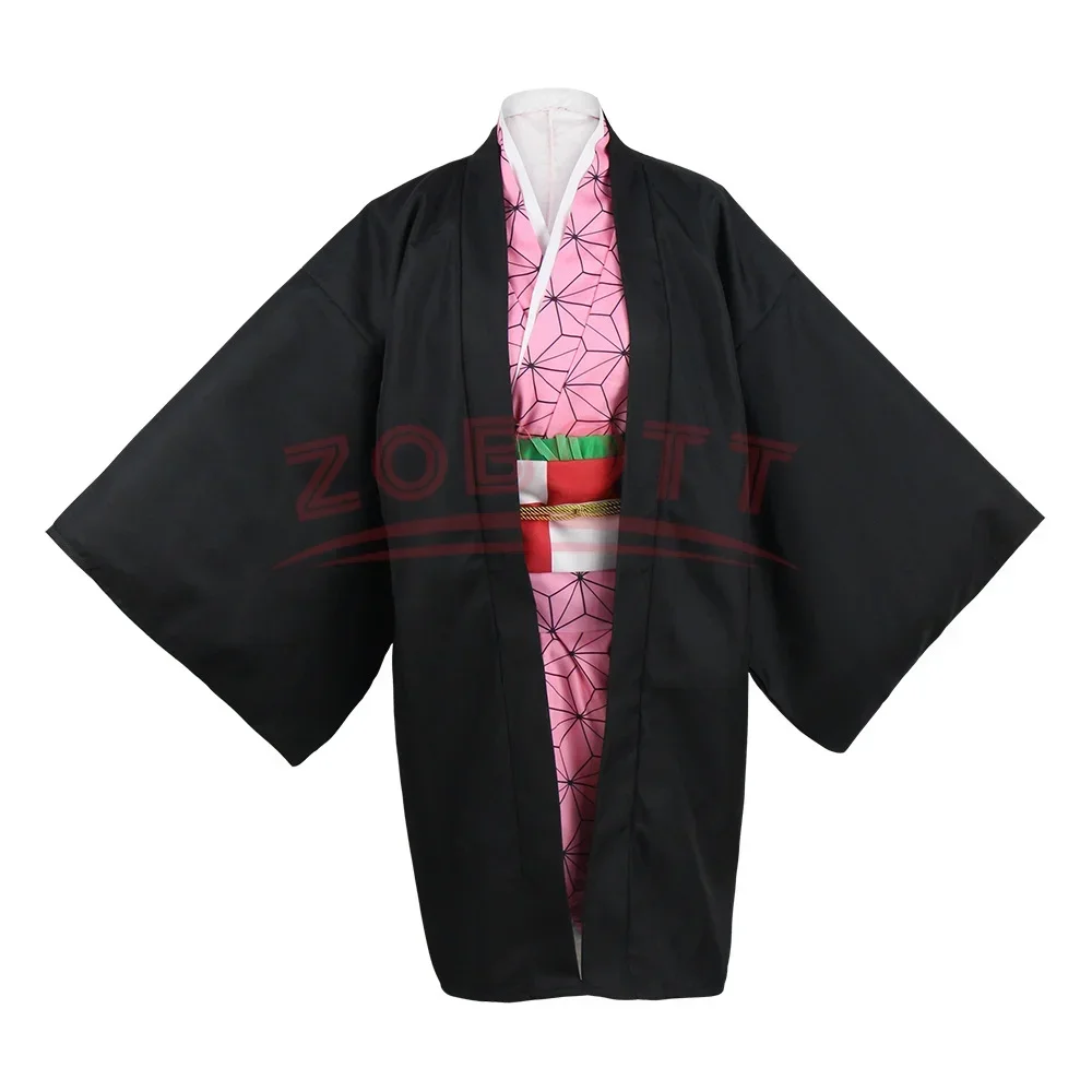 Anime Kimetsu No Yaiba Kamado Nezuko disfraz de Cosplay Kimono Demon Slayer pelucas de Cosplay pelos traje de Carnaval para mujer
