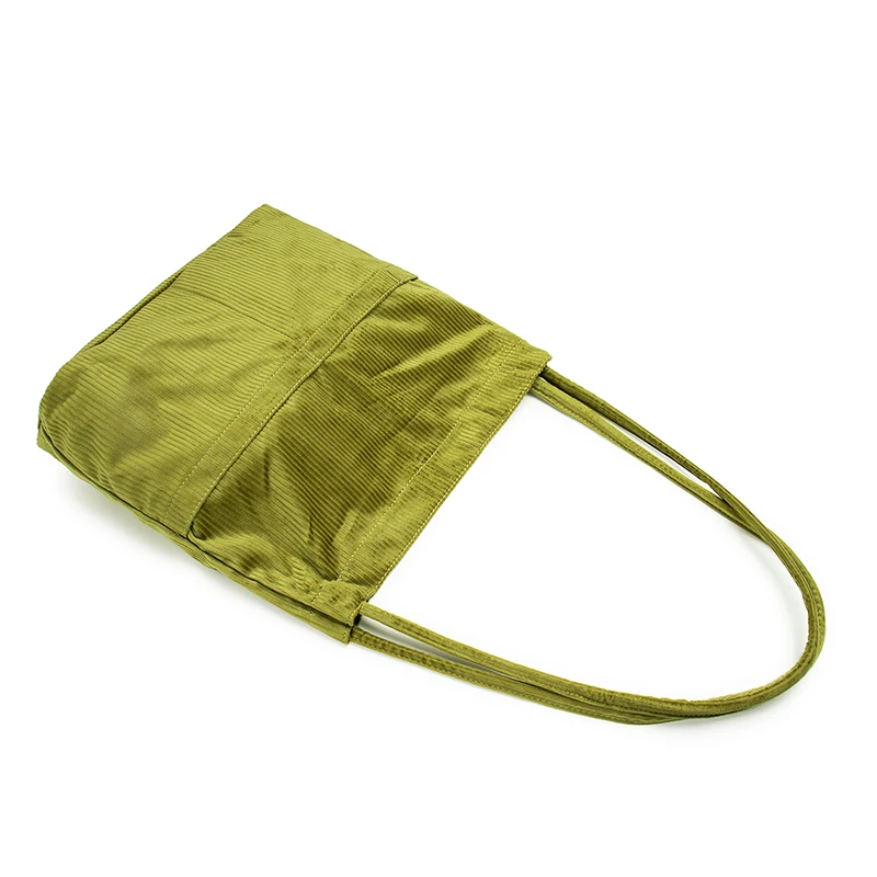 Donne Fahion verde solido di alta qualità in velluto a coste Tote Bags Chic Versatile borsa di grande capacità borsa della spesa leggera Shouder