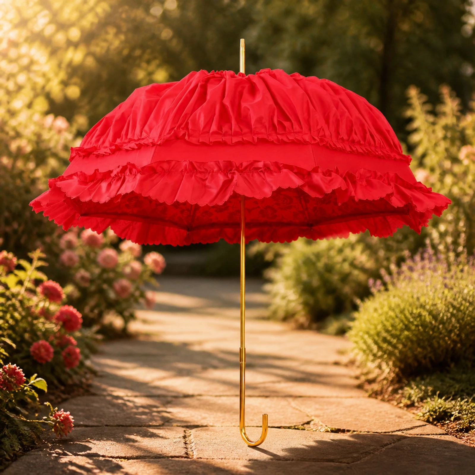 Lace Umbrella Vintage Princess Umbrella Ruffled Sunshade Elegant Decorative for Brides, Weddings, Photoshoots view 6