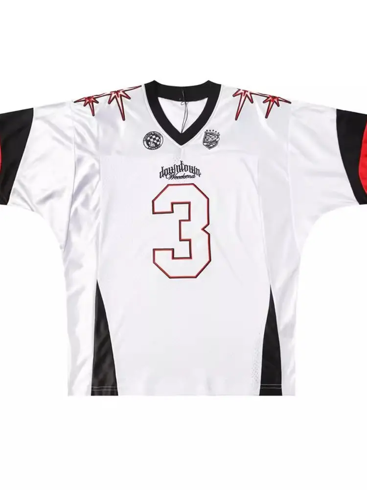 American Retro ort Sve Ball Jersey T-shirt da donna Summer High Street Color Blo Me Loose Sport V-ne Ball orm Top