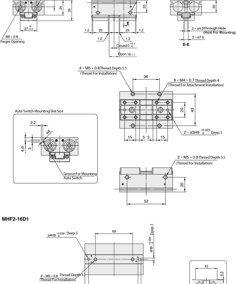 MHF2-8D MHF2-10D MHF2-12D MHF2-16D MHF2-20D Niederprofil-Luft-Parallelgreifer Pneumatischer Zylinder Pneumatischer Greifer – Detail 15
