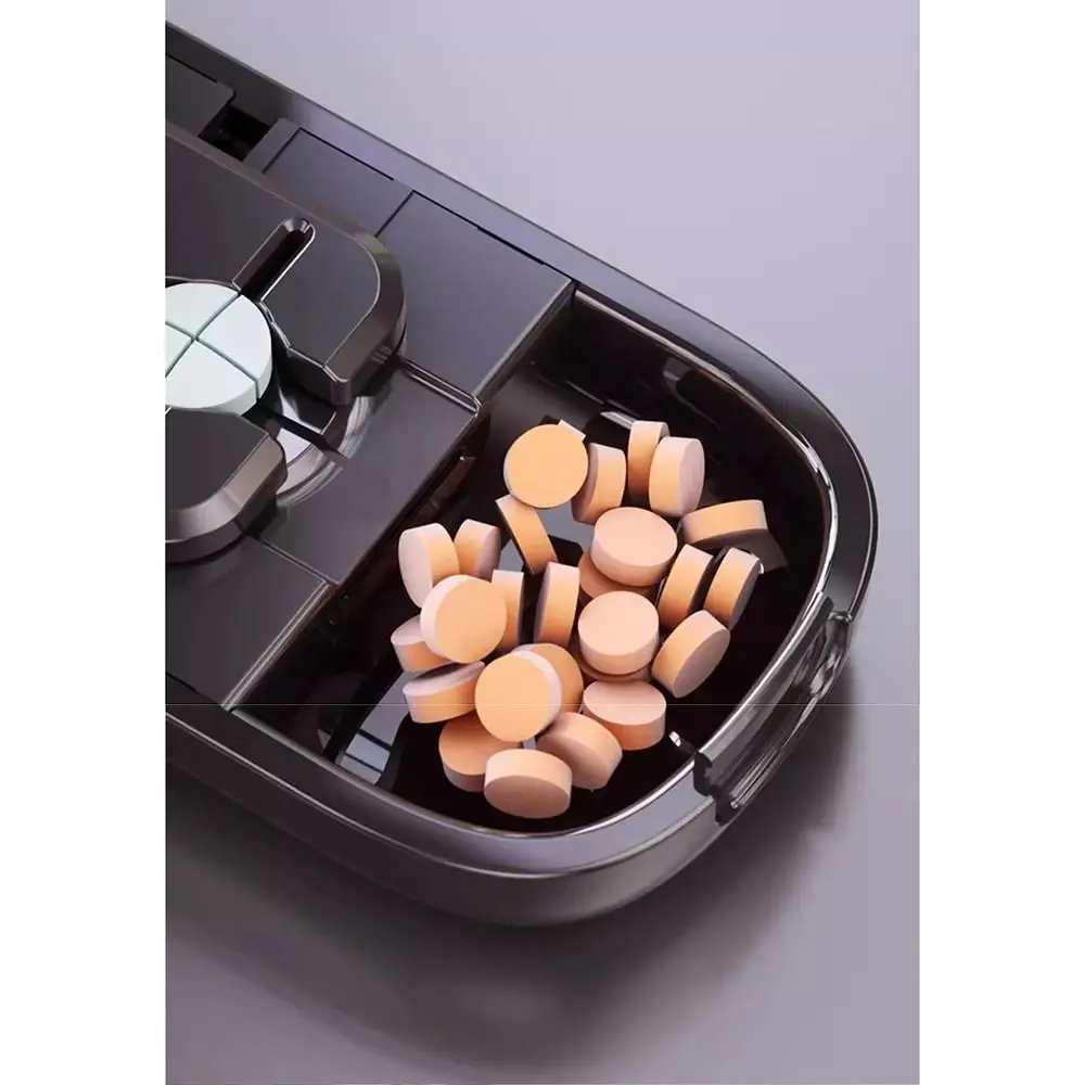 قطع دقيق قاطعة حبوب منع الحمل المحمولة الغبار قابل للتعديل 2 في 1 صندوق تخزين حبوب منع الحمل سعة كبيرة نصف/رباعية #3