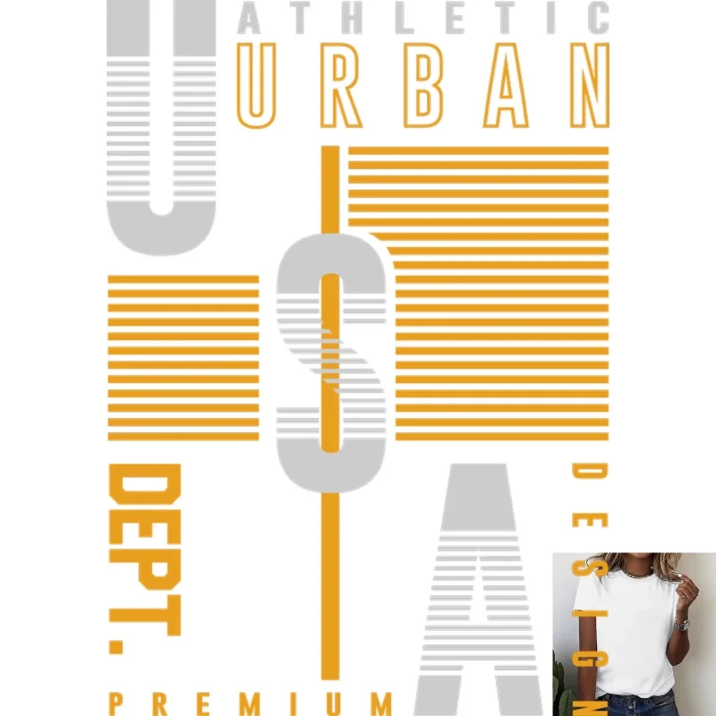 Cool American Urban Letter Print Heat Transfer White Ink Iron - on Sticker, Suitable for T - shirts/Canvas Bags, Versatile