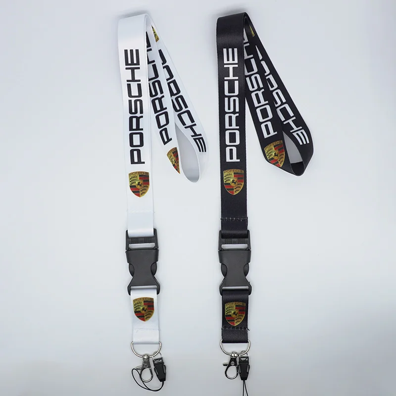 Lanyard Nylon Druck Emblem Stil Auto Schlüsselanhänger Motorrad Geschenke für Porsche Panamera Macan Boxster Cayman Cayenne 911 Taycan