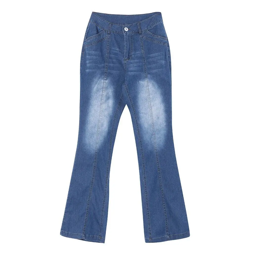 Women\'s Retro Washed Low Waisted Flared Jeans 2024 New Chic Casual Wide-leg Pants Female Sexy Denim Street Trousers Y2K Bottoms