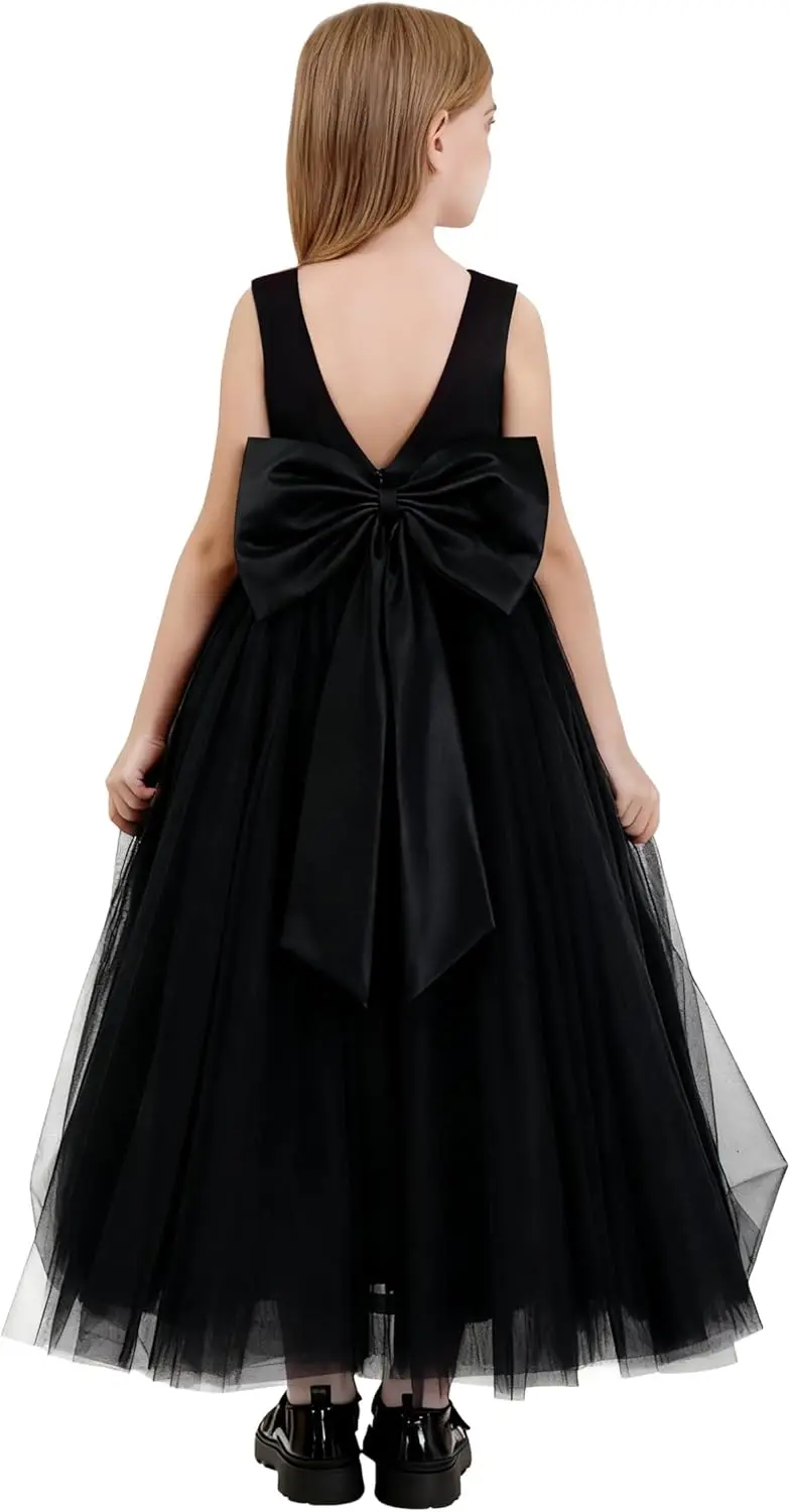 flower-girl-satin-chiffon-princess-wedding-dress-children's-pearl-ball-dress-with-bow-various-birthday-party-communion-dresses