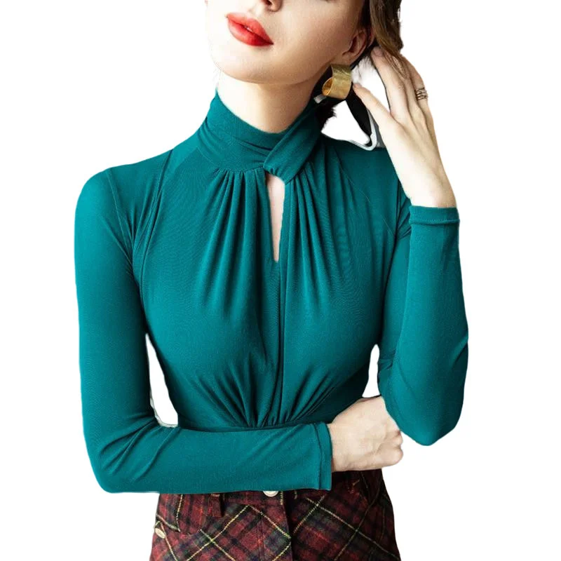 3XL Women Spring Autumn Blouses Shirts Lady Fashion Casual Long Sleeve O-Neck Collar Sexy Self-cultivation Blusas Tops TT0781