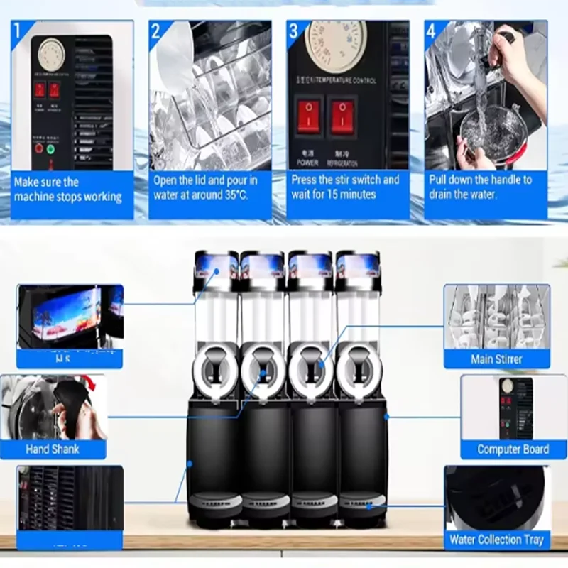 Wholesale 1/2/3/4 tank Ice Slush Slushie Tea Puppies Machine   Commercial Compressor Snow Melting Machine China