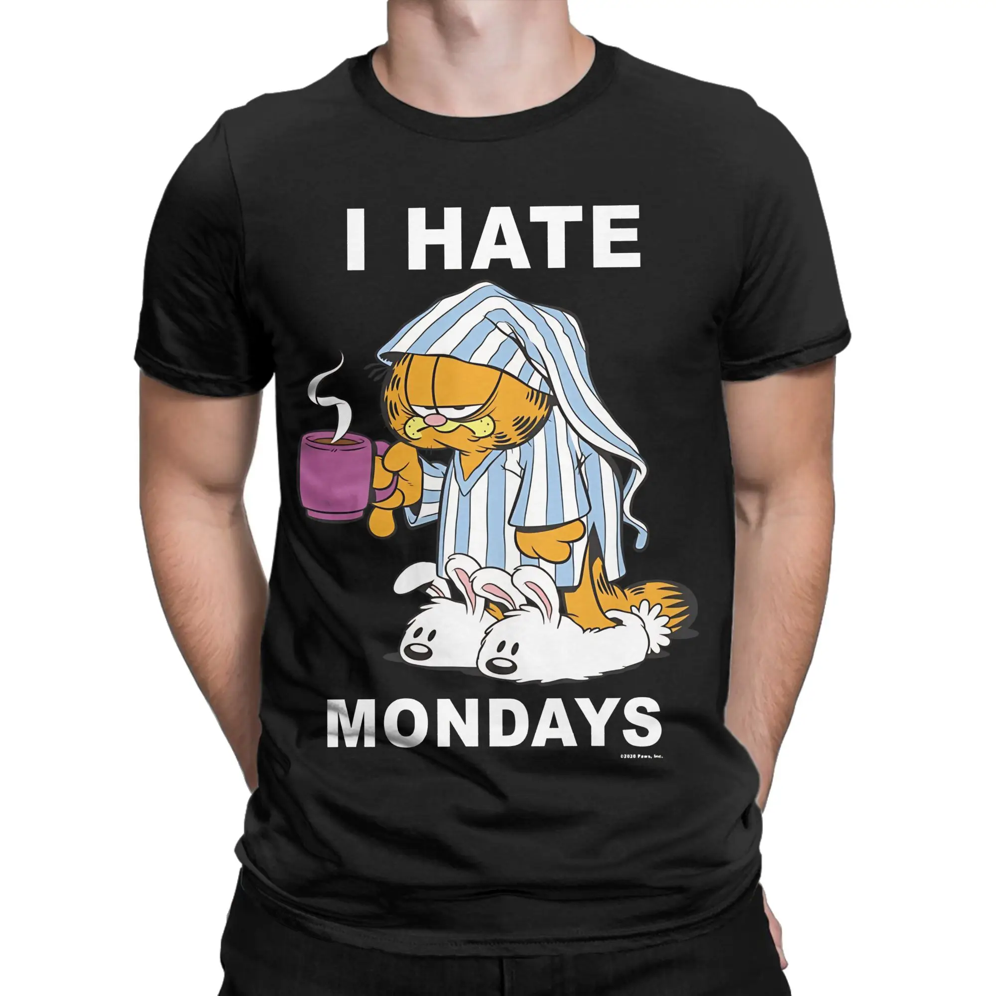 الصيف غارفيلد أنا أكره يوم الاثنين القهوة غارفيلد موضة تي شيرت القطن الخالص التي شيرت للرجال Y2K متعة طباعة قصيرة الأكمام بلايز