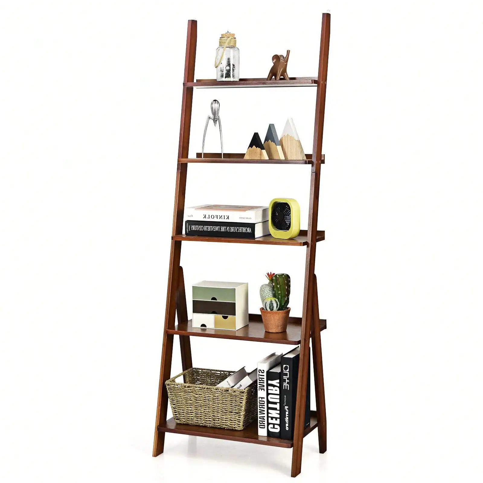 

5-Tier Ladder Shelf Bookshelf Display Storage Rack Flower Stand Coffee
