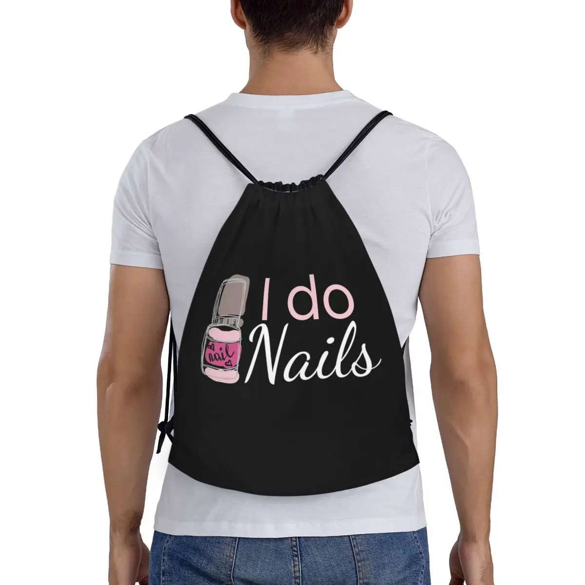 I Do Nails Fingernail Manicure Studio Backpacks Casual Drawstring Bags Sundries Bag Book Bags for Man Woman Students