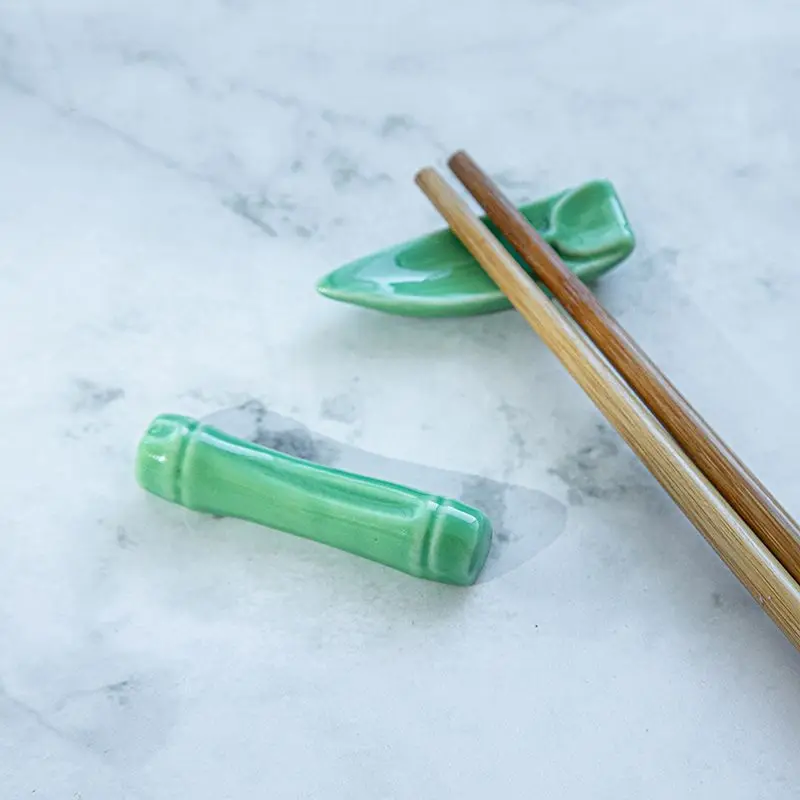 

Ceramic Chopstick Holder, Simulated Bamboo Leaf And Bamboo Joint Chopstick Holder