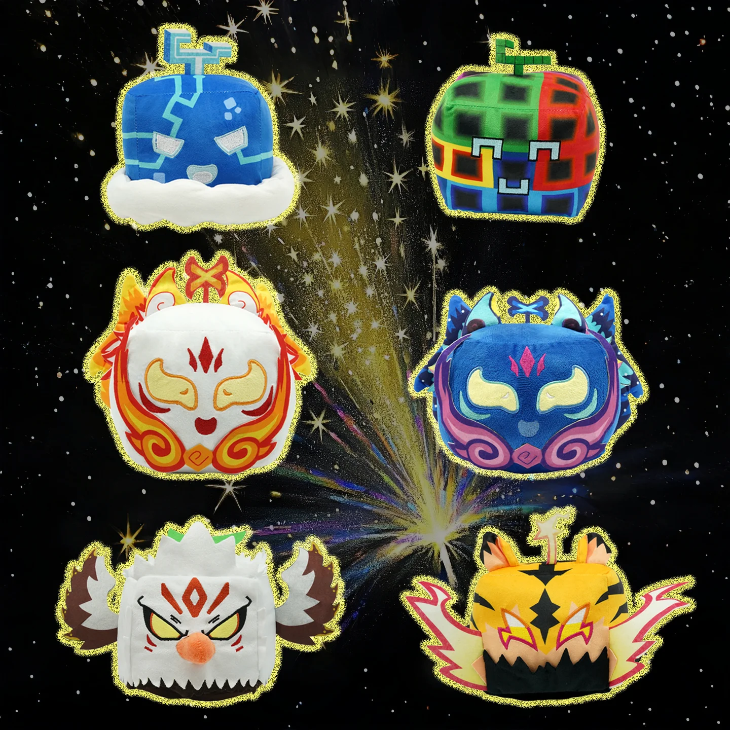 In Stock New Fruits Plush Toys Cute Square Stuffed Dolls Leopard Fruit Anime Peripherals Plushie Toy Birthday Gifts
