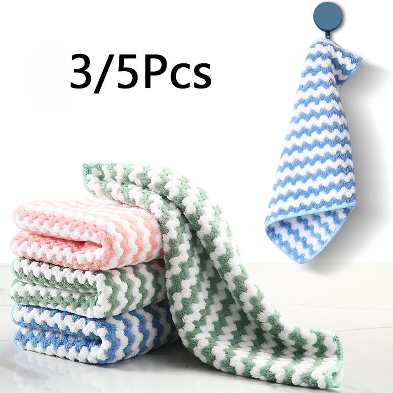 

3/5Pcs Kitchen Anti-Grease Wiping Rags Microfiber Wipe Household Cleaning Products Multifunctional Cleaning Tools Gadgets