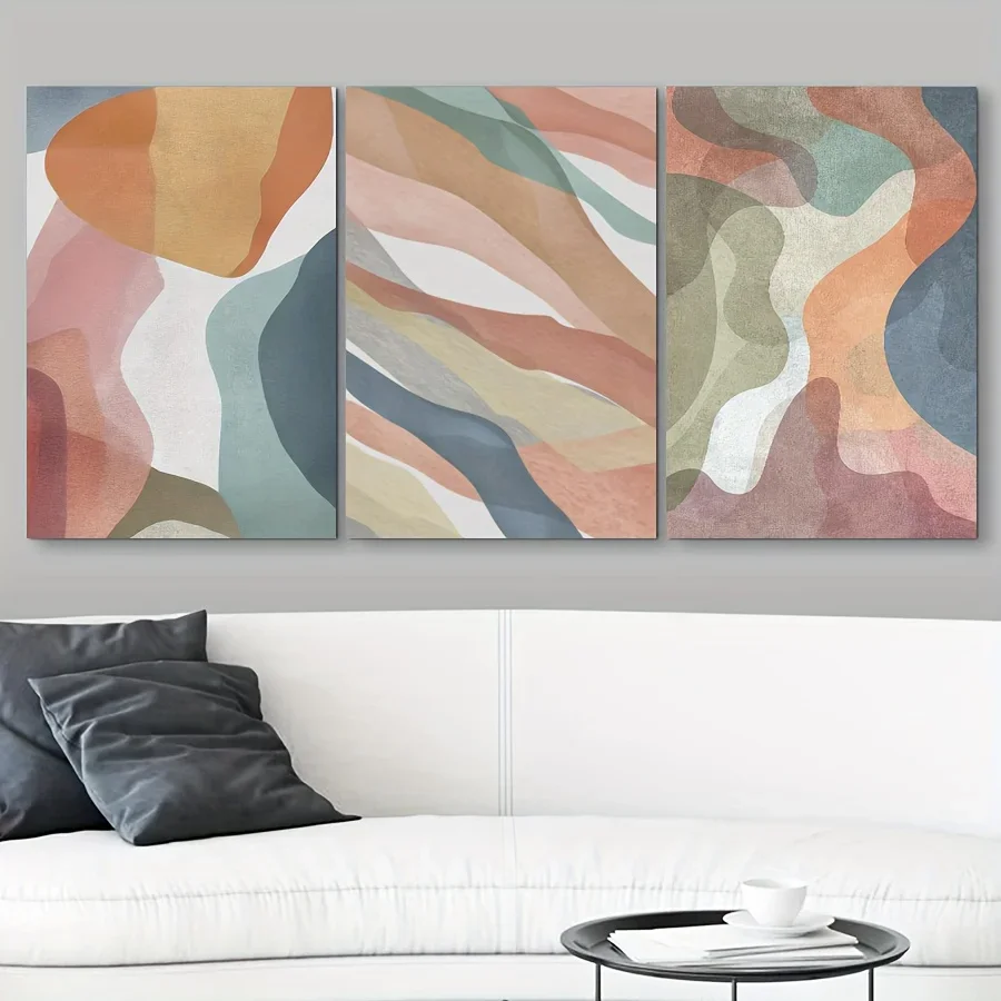 2D Flat, 2D Flat, 2D Flat 3pcs, Piece Packaging Canvas Painting - Flowers, Vases, Shelf Room Decor - Wall Decor - Bathroom De