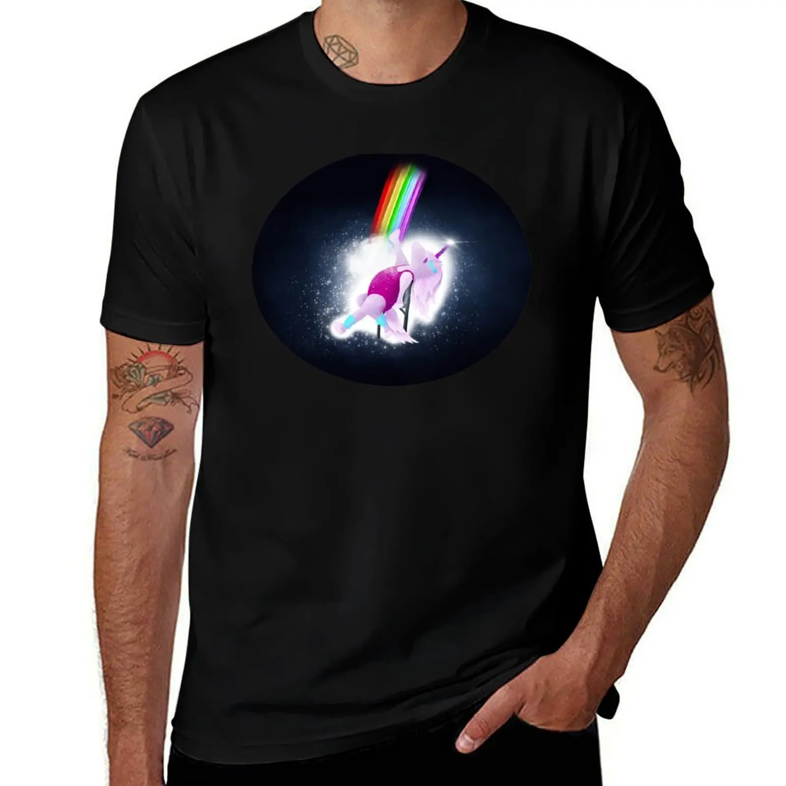 80s Dance Unicorn T-Shirt Gym Wear Breathable Short Sleeve Tee T-Shirt