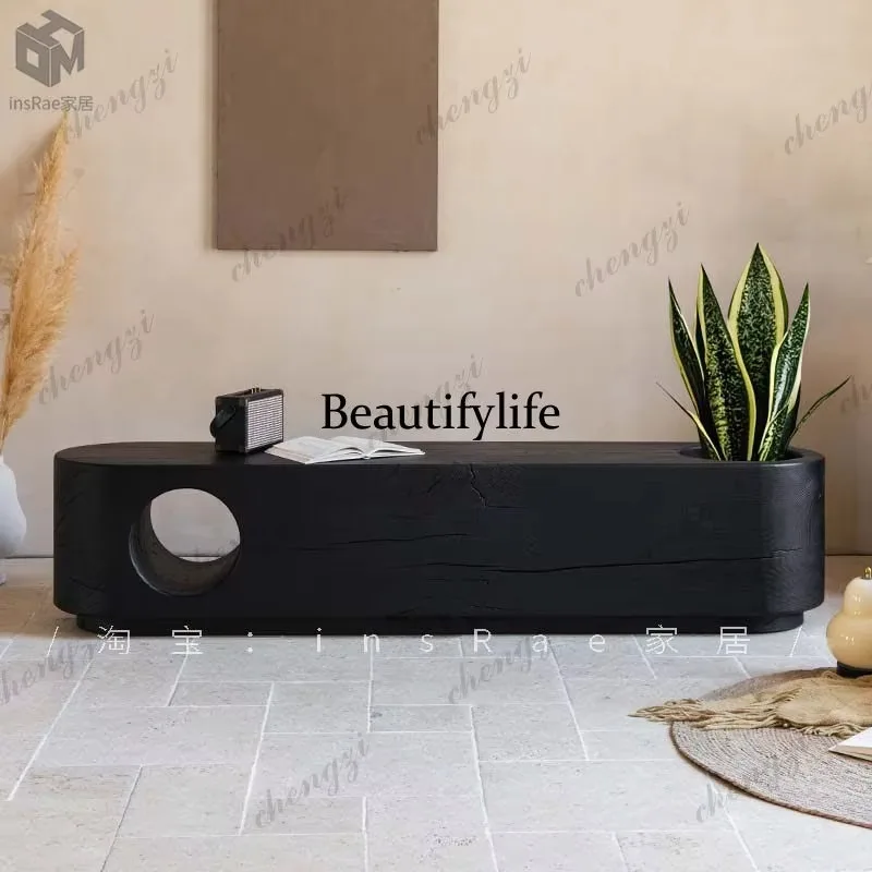 E182 Solid wood bench art wabi wind entrance decoration bed end, log shoe changing stool