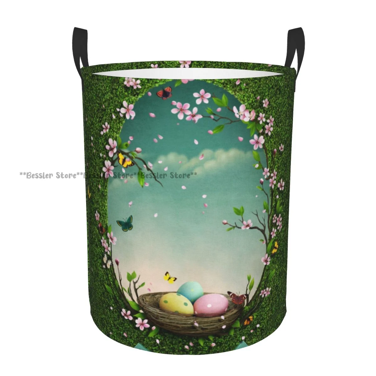 Waterproof Storage Bag Easter Tree Nest In Shape Of Egg Hole Household Dirty Laundry Basket Folding Bucket Clothes Organizer