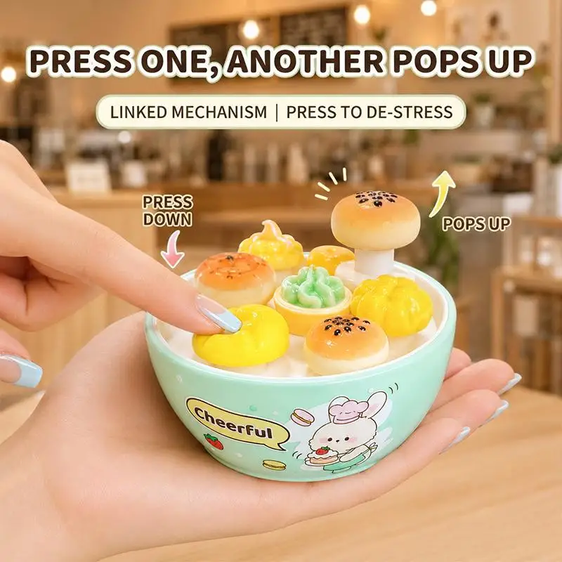 1Pcs Stress-Relief Simulation Food Play Button Dessert Mole Machine Keychain - Fun Stress-Relief Children's Bag Pendant