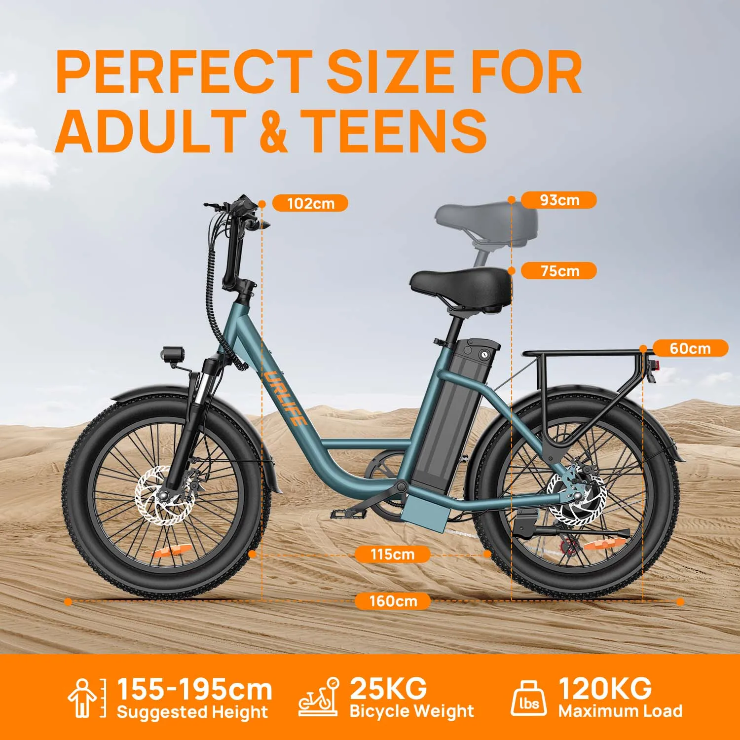 URLIFE E20 Elektrofahrrad für Erwachsene, 250 W Motor, Elektrofahrrad, 48 V, 13 Ah, 20 Zoll Reifen, City Commuter Elektrofahrrad – Detail 3