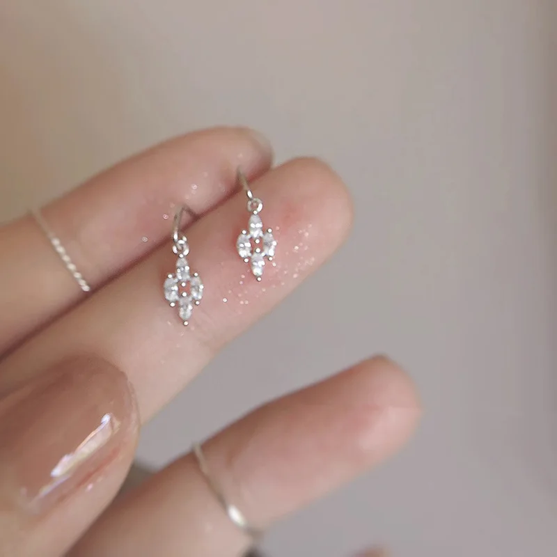 1Pair Gold Silver Color Geometry Zircon Stud Earrings for Women Temperament Sweet  Ear Piercing Jewelry Wedding Party Gifts