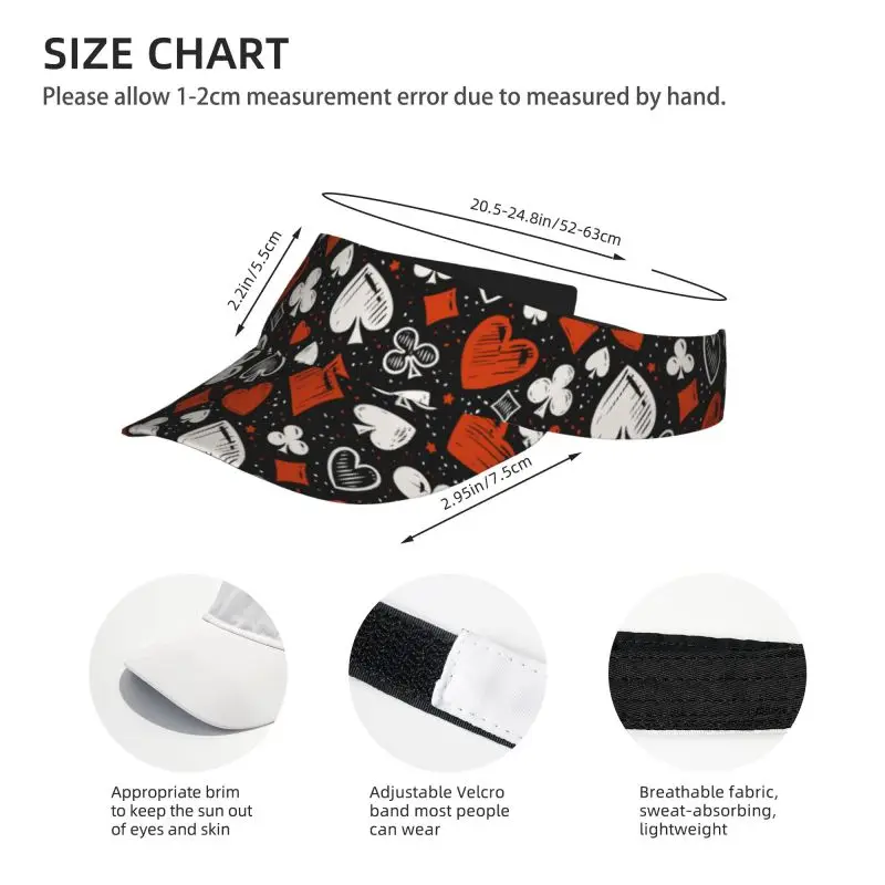 Poker Red Black Alice in Wonderland Sun Visor Hats Packable Cooling Empty Top Visor Hat for Beach Sports Golf Tennis Running - view 3