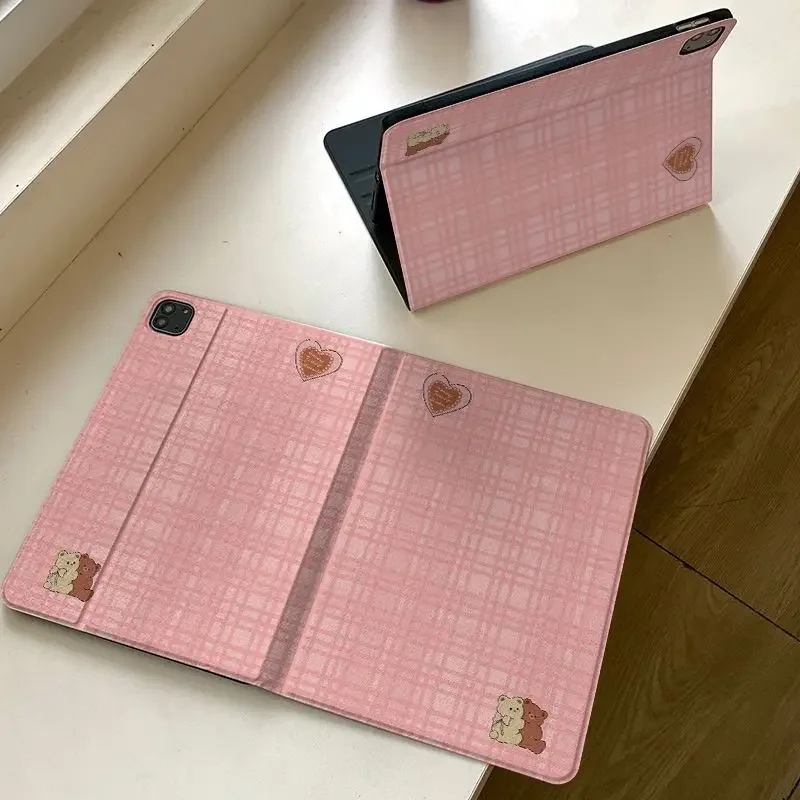 Pink Plaque Lace Love Bear Notebook Stars For iPad Pro 13 11 M5 M4 M3 M2 Air 3 2 1 11th A16 12.9'' 10 9 8 5 Th Mini 7 6 5 4 Case