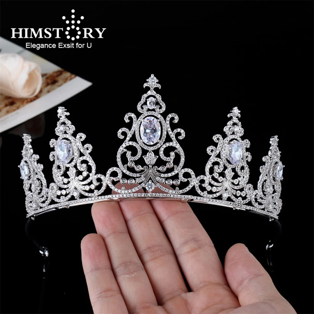 

Himstory сверкающий французский цирконий свадебная тиара Корона свадебный головной убор невесты аксессуары для волос ювелирные изделия