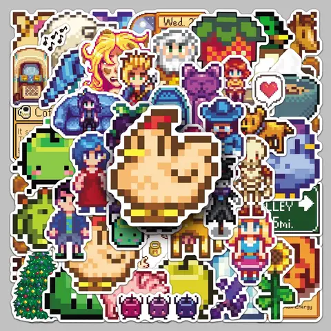 50 pçs stardew vale dos desenhos animados graffiti adesivos decalques mala computador portátil copo de água guitarra decoração diy crianças clássicos brinquedo