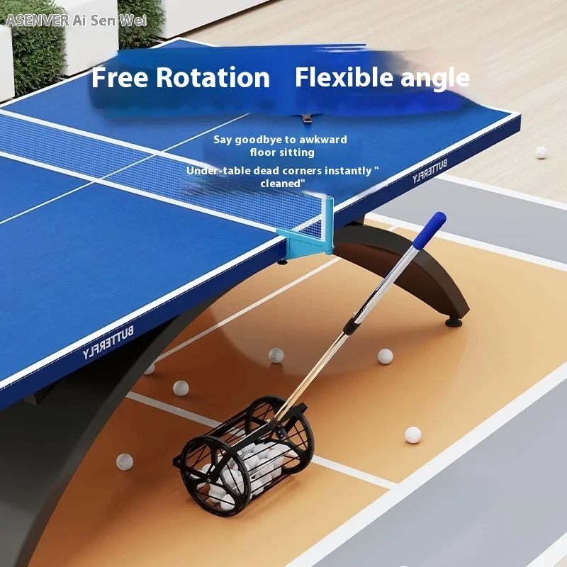 

ASENVER Table Tennis Ball Picker Roller - Automatic Ball Collector with 100 Capacity, Practice Basket for Multi-ball Training