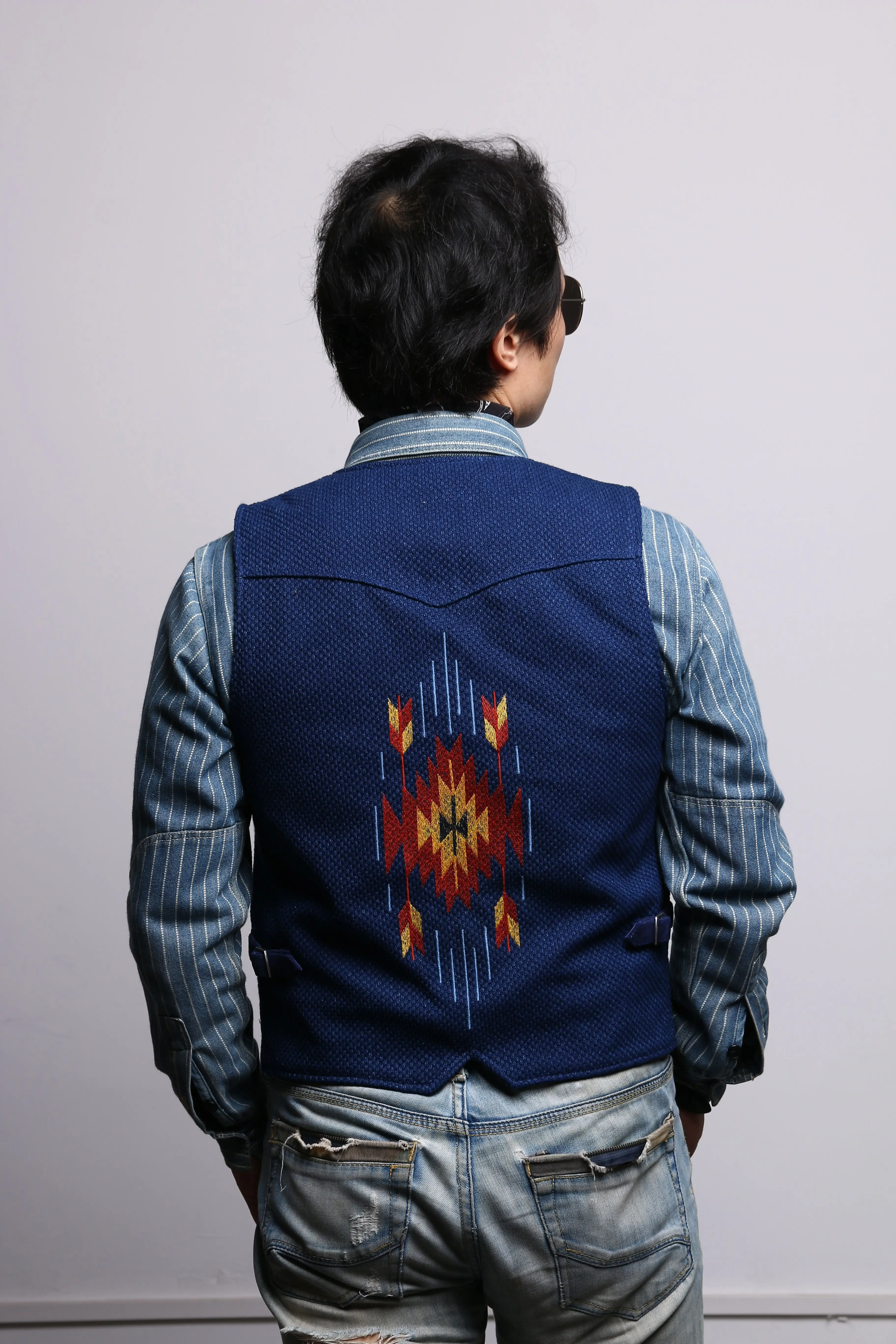 CDJ-137 Cidu Asian Size Super Quality Goat Skin Waistcoat Wool & Leather Stylish Durable Navajo Vest