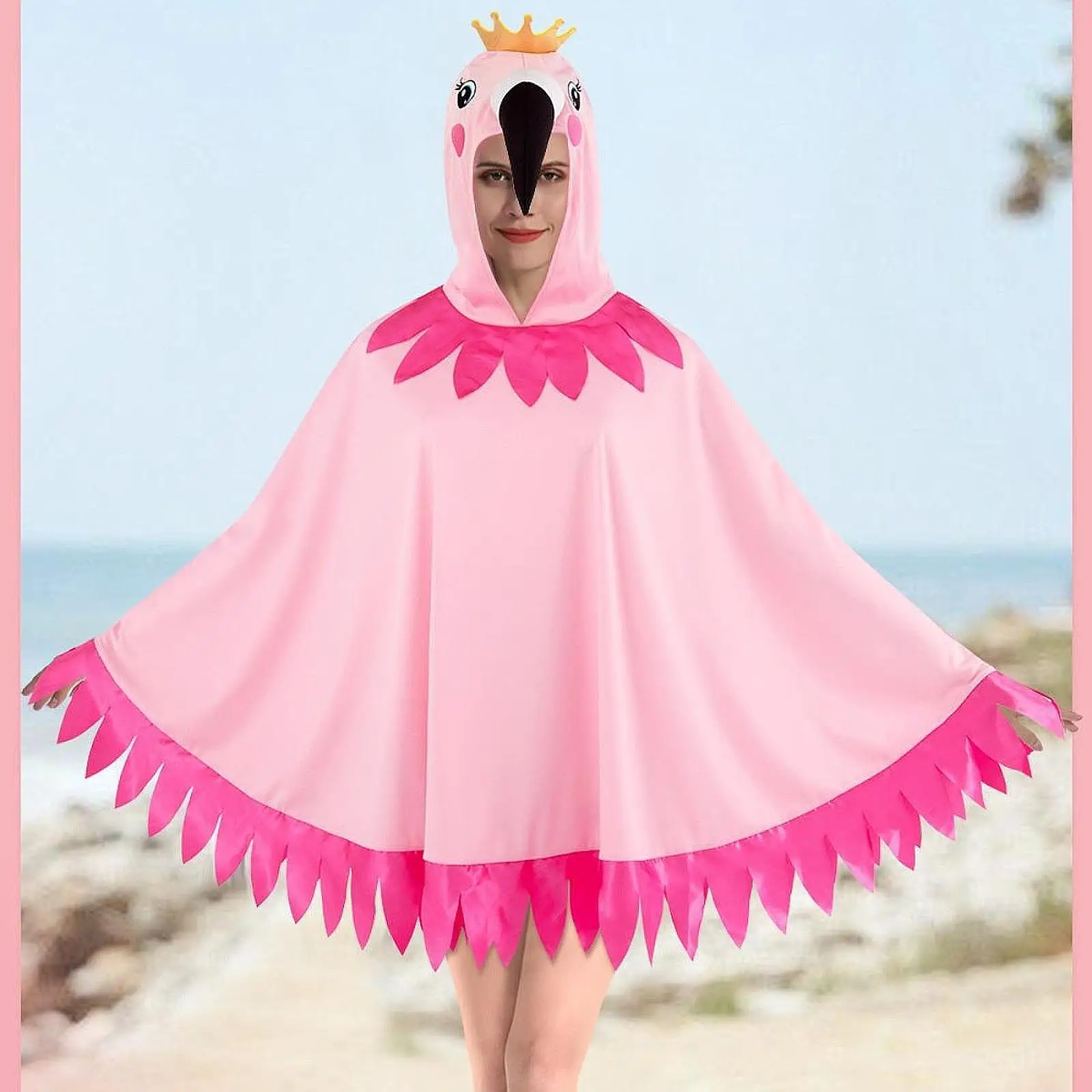 Capa con capucha disfraz creativo de flamenco para actuaciones escénicas de carnaval Cosplay