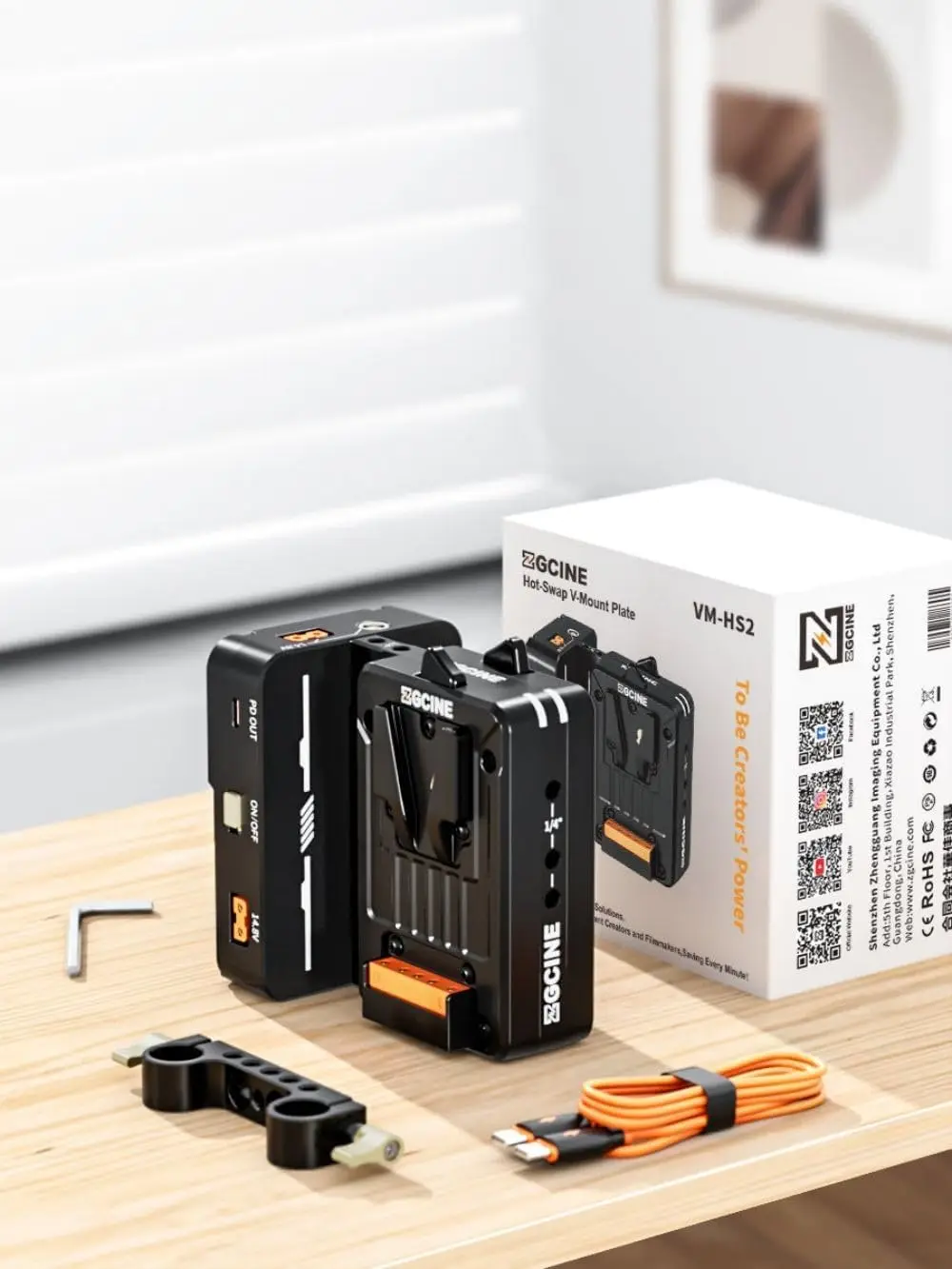 ZGCINE VM-HS2 Hot-Swap V Mount แผ่นแบตเตอรี่, แหล่งจ่ายไฟ Splitter สําหรับกล้อง/กล้องวิดีโอ/Monitor/Filmmaker