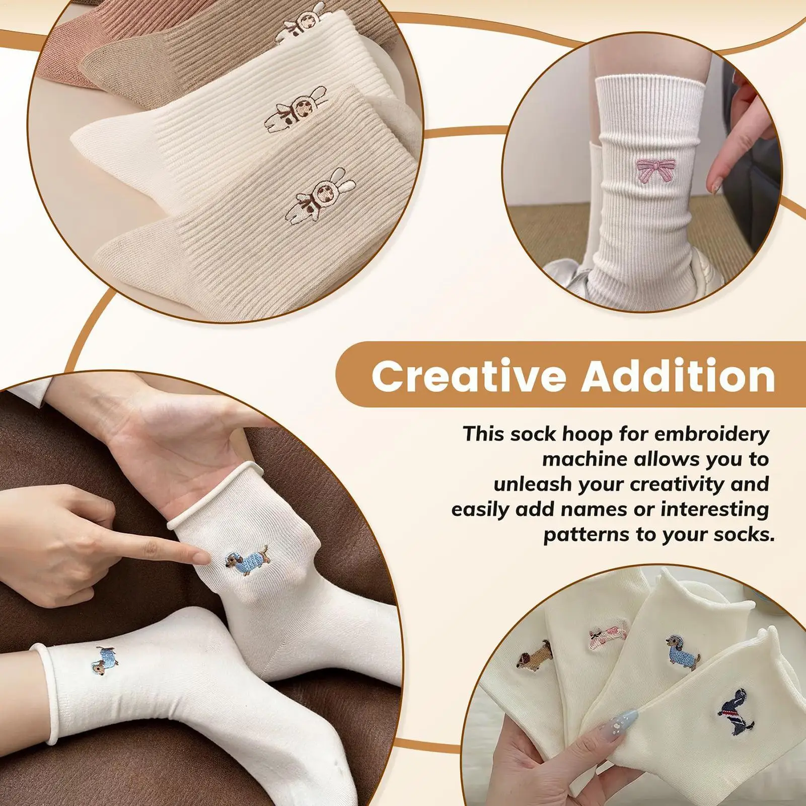 Sock Hoop For Embroidery Machine Metal Easy Portable Socks Aid Embroidery Hooping Aid For Women Men Adults Beginners Experts