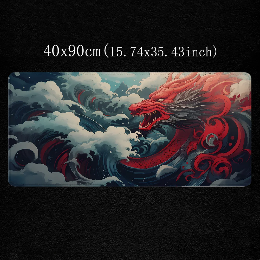 RED JAPANESE WATER DRAGON Gamer Desk Pad Mouse Mat Pc Gaming Accessories Mousepad Anime Keyboard Computer Table Large Mats Xxl