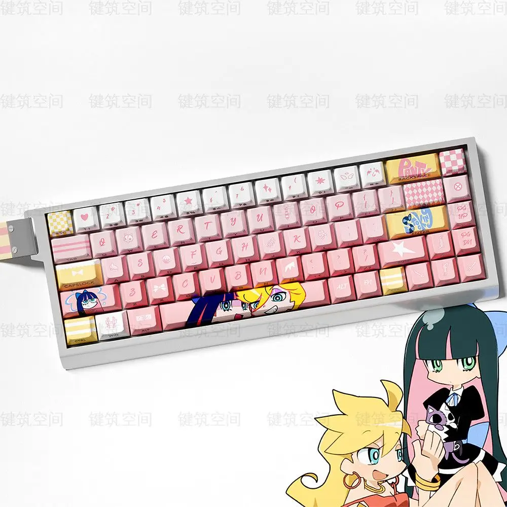 74 Keys Panty & Stocking with Garterbelt Keycaps Side Engraved Cherry Dye-Sub Game Key Cap for Mechanical Keyboardwooting60he