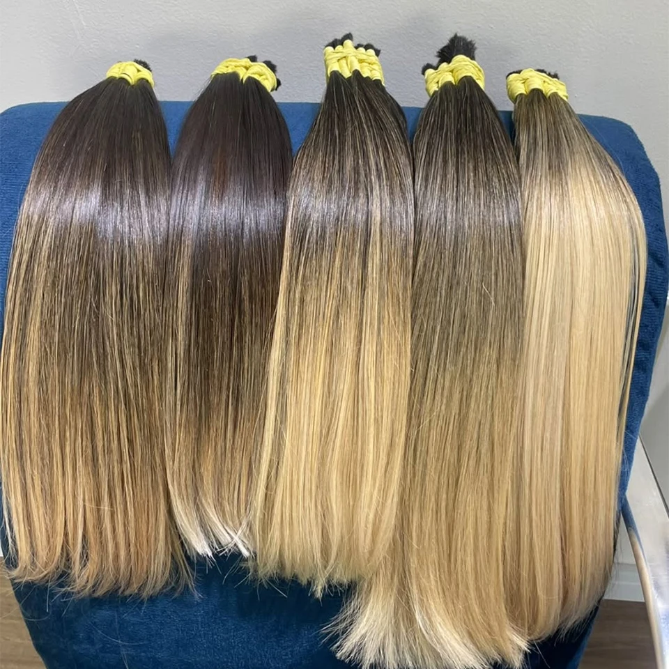 613 Piano Blonde Boho Braids Human Hair Braiding Hair Bulk Extensions No Weft Bundles Straight Thick Vietnamese Colorful Hair