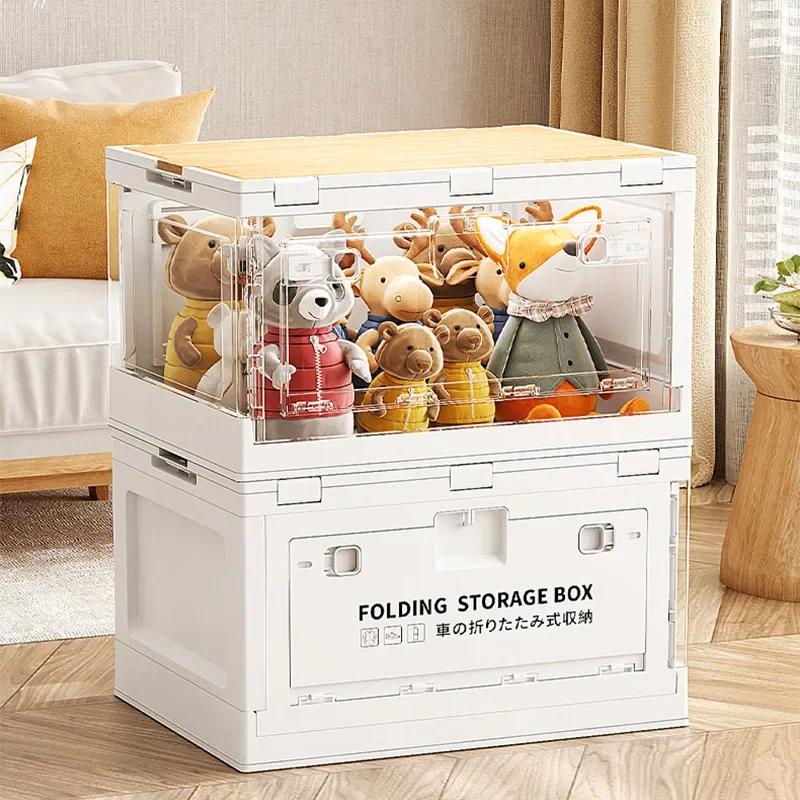 

Transparent Storage Boxes Outdoor Camping Foldable Plastic Finishing Cabinet Side Opening Door Can Be Used As A Small Table