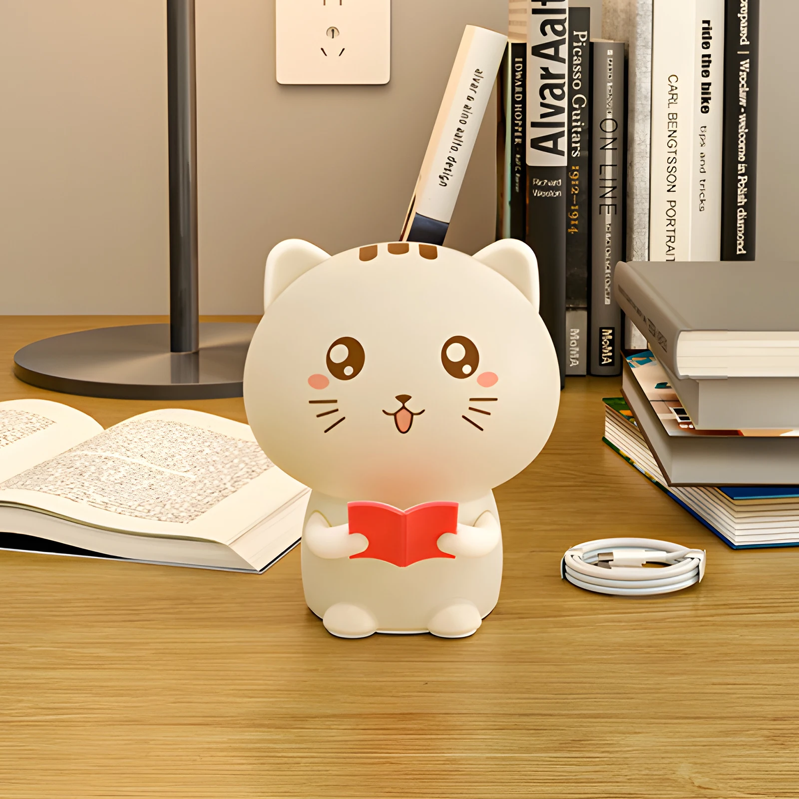 Colorful Life Cute Cat Silicone Night Light Soft Lighting Kids Bedside Lamp Bedroom Decoration Holiday Gift