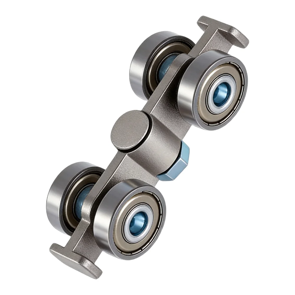 High Carbon Steel 4 Wheel Silent Trolley Assembly Rollers with Raised Section for Bearing for protection and For Smooth Slide