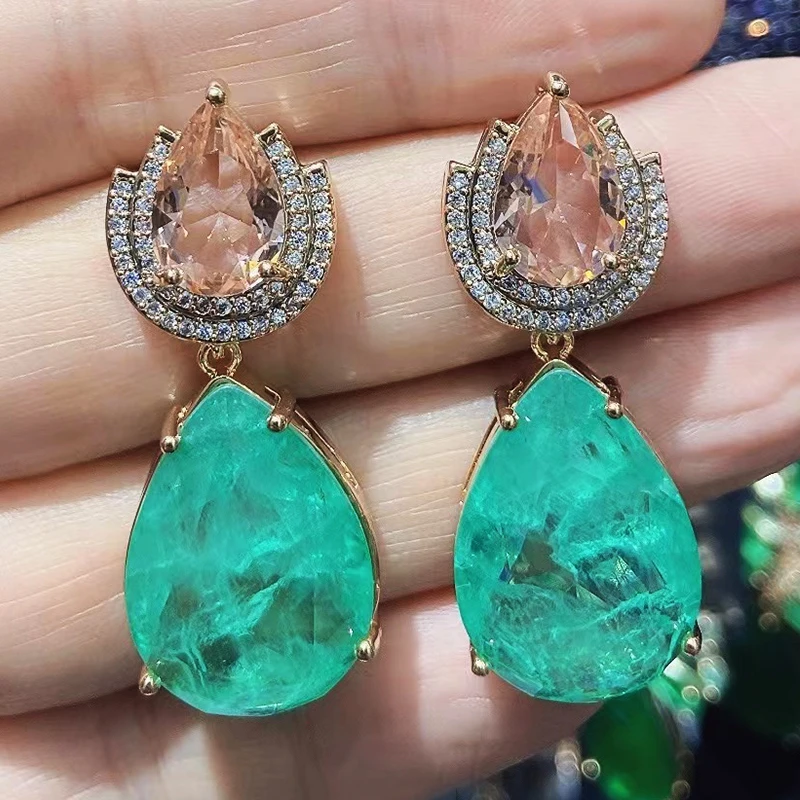 

Милые серьги-капли с каплями воды, зеленый королевский синий, прозрачный кулон, вечерняя повседневная одежда, женский милый подарок