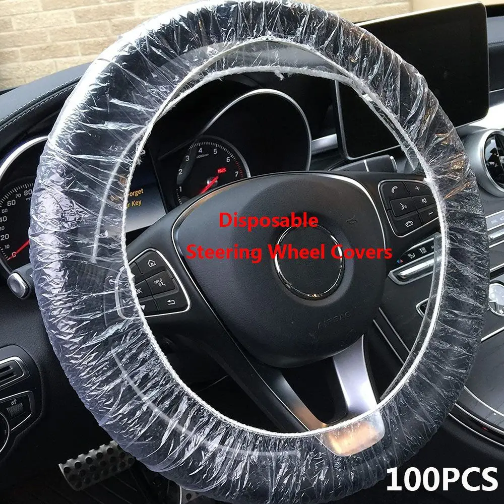 Waterproof 100Pcs/Lot Plastic Clear Disposable Car-styling Steering Covers Car Accessories Auto Decoration Steering Wheel Cover