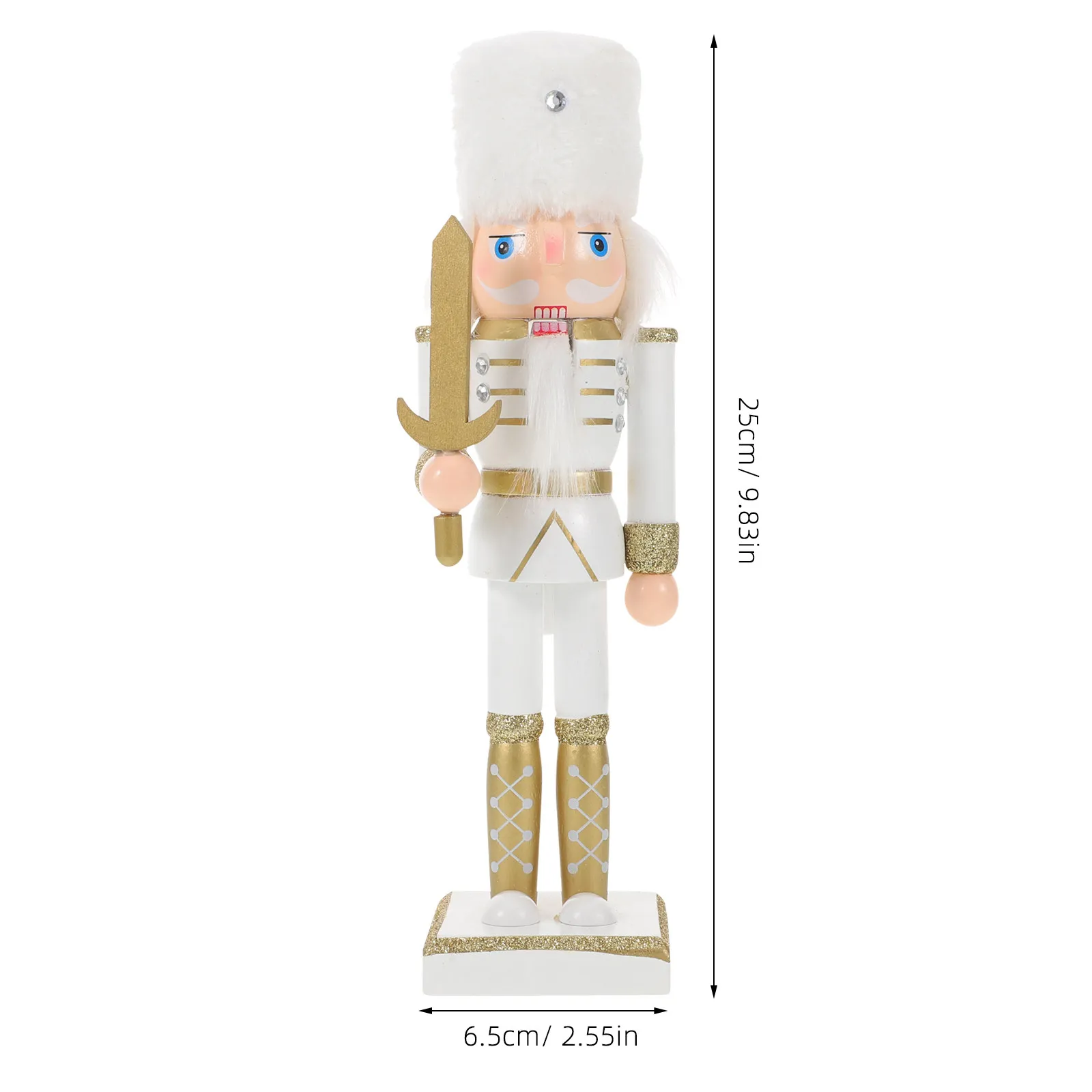 Christmas Nutcracker Soldier Wooden Nutcracker Ornament Hand Carved 25 Cm Rustic Festive Decoration for Table Fireplace
