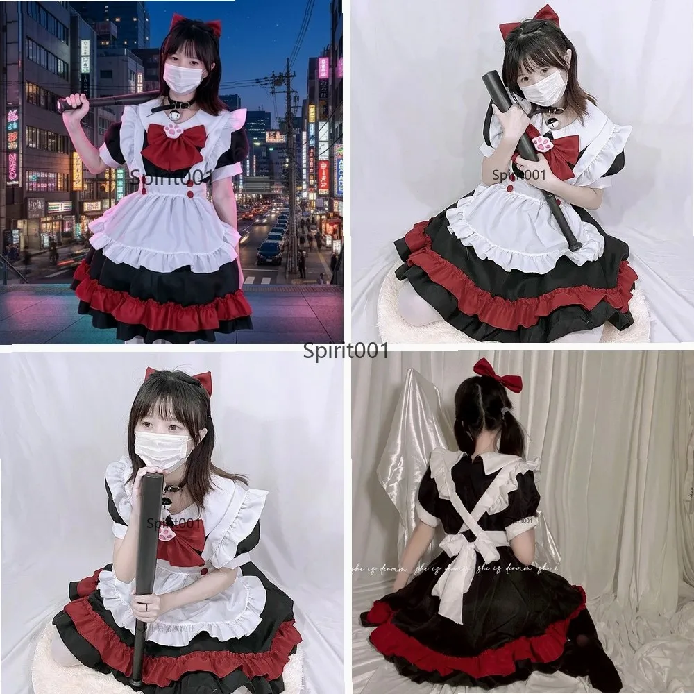 

Vampire Little Devil Maid Lolita Cosplay Costume Gothic Anime Uniform Black Red French Outfit