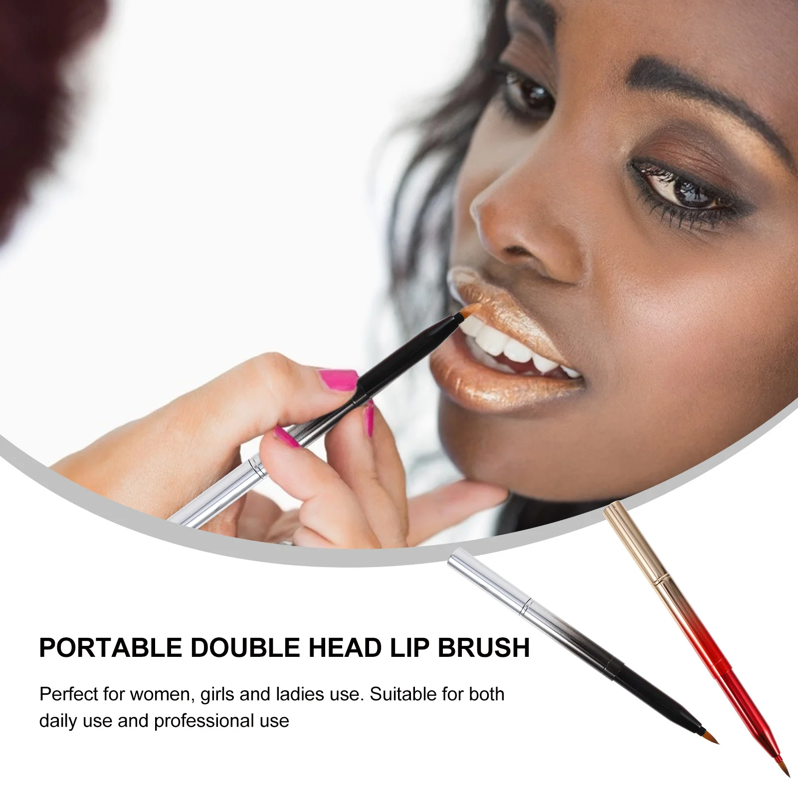 

2Pcs Double-Ended Lip Brush Fine Dense Bristles Smooth Application Retractable Design Compact Size Ideal Gift for Makeup