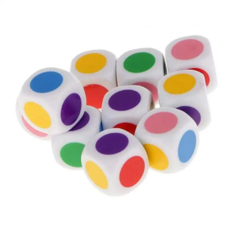 10pcs New 6-sided Color Dot Dice for Board Games,Kids,Family,Friends Gift